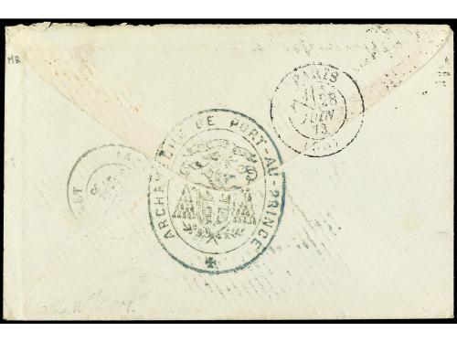 HAITI. 1873. JACMEL a FRANCIA. Circulada con sellos británic