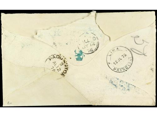 ✉ BOLIVIA. 1876. LA CHIMBA a INGLATERRA. Gran fragmento de c