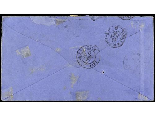 ✉ PUERTO RICO. 1877. ARROYO a FRANCIA. Circulada con sellos 