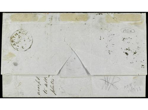 ✉ COLOMBIA. 1867. CARTAGENA a LONDRES. Cirtculada con sellos