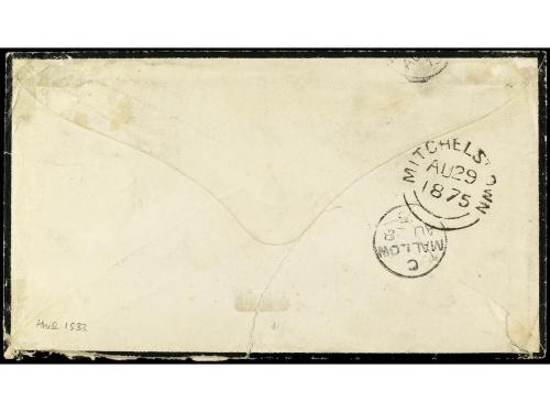 ✉ CHILE. 1875. CALDERA a IRLANDA. Circulada con sellos britá