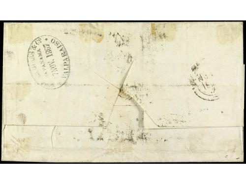 ✉ CHILE. 1867. VALPARAISO a NEW YORK. Circulado con sellos b