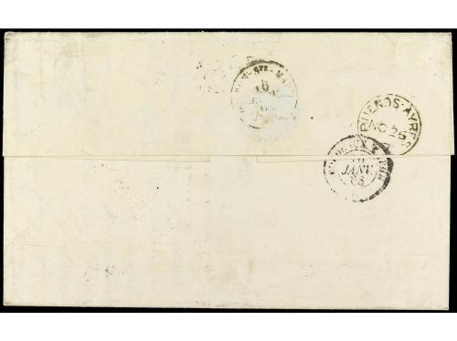 ✉ ARGENTINA. 1867. ARGENTINA a FRANCIA. Circulada con sellos