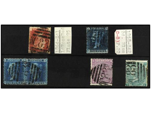 º BRASIL. 1865-80. Conjunto de sellos británicos con matasel