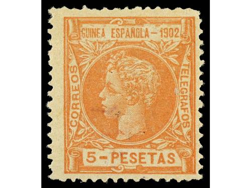 * COLONIAS ESPAÑOLAS: GUINEA. Ed. 8. 5 pesetas bermellón. Se