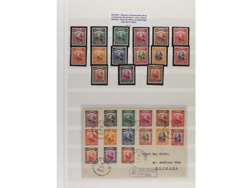 LOTES y COLECCIONES. SARAWAK. Conjunto montado en hojas clas