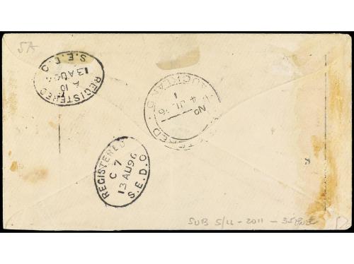 ✉ COOK. Ed. 1/4. 1896. Certificado de RAROTONGA a LONDRES, c