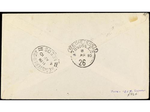 ✉ SAN VICENTE. 1910. Certificado de KINGSTOWN a LEEDS (UK) f