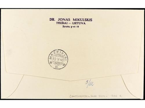 ✉ LITUANIA. Yv. 376/81. 1940. Certificado de TELSIAI a MAZEI