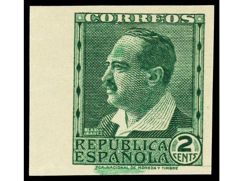 ** ESPAÑA. Ed. 662cc, cca y ccs. 2 cts. verde amarillo, 20 c