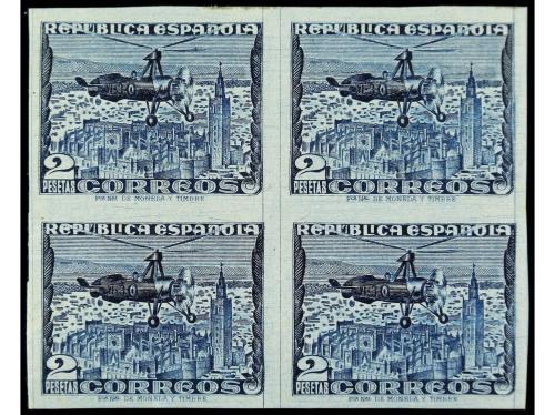 ** ESPAÑA. Ed. 769s (4). 2 pts. azul. Bloque de cuatro SIN D