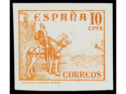 ESPAÑA. 10 cts. azul y 10 cts. naranja. PAPEL ESTUCADO SIN D