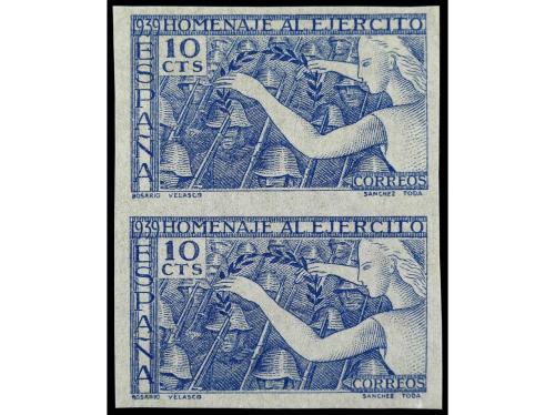 ** ESPAÑA. Ed. 887s, sv y pas (2). 10 cts. azul en PAREJA SI