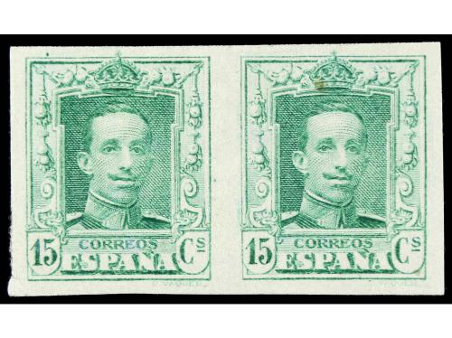 ESPAÑA. ENSAYOS DE COLOR. 15 cts. en cinco parejas sin denta