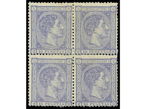 * ESPAÑA. Ed. 171 (4). 10 pts. azul. Bloque de cuatro, color