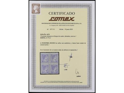 * ESPAÑA. Ed. 171 (4). 10 pts. azul. Bloque de cuatro, color