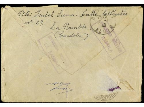 ✉ ESPAÑA GUERRA CIVIL. ZONA NACIONAL. 10 c. y 70 c. LA RAMBL