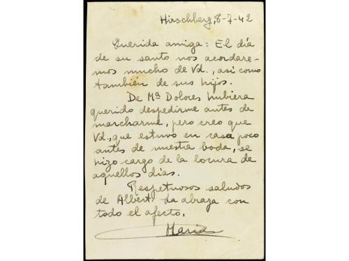 ✉ ESPAÑA GUERRA CIVIL. 1942. ZONA NACIONAL. T.P. circulada p