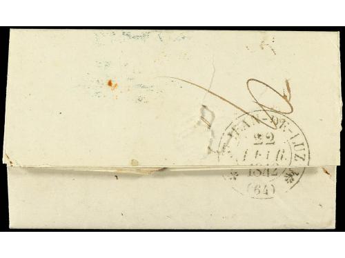 ✉ ESPAÑA. Ed. 80. 1842. PREFILATELIA. SANTANDER a FRANCIA. M