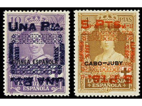 * ESPAÑA. Ed. 395 y 400hhi. 1 pta. sobre 10 pts. violeta HAB