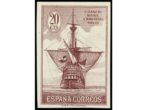 ** ESPAÑA. Ed. 546he y she. 20 cts. lila. SIN HABILITACIÓN. 