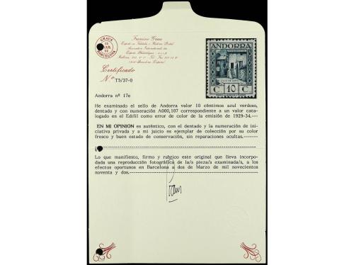 ** ANDORRA. Ed. 17e. 10 cts. verde oscuro CAMBIO DE COLOR. M