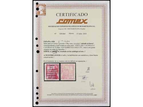 ** ESPAÑA. Ed. 1089var. 10 c. + 1 pta. rosa. Variedad CALCAD