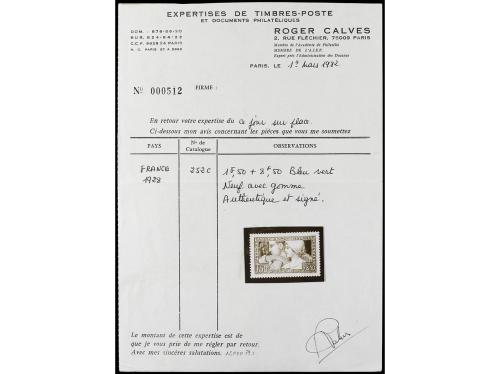 * FRANCIA. Yv. 252c. 1,50 fr. sobre 8,50 fr. azul verde. LUJ