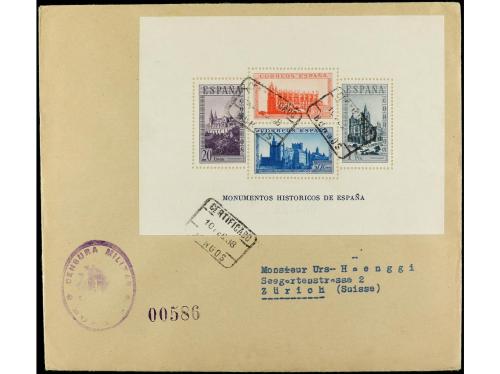 ✉ ESPAÑA. Ed. 847 y 847cc. 1938. Hoja bloque Monumentos, den