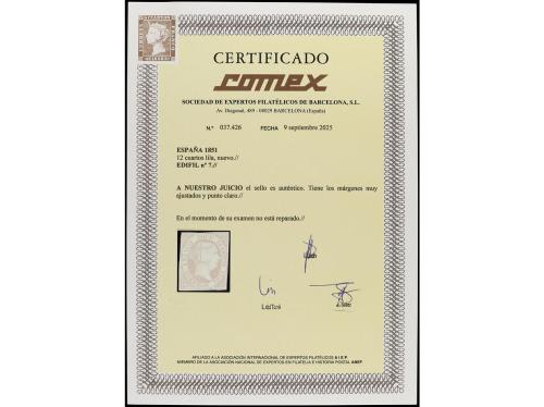 (*) ESPAÑA. Ed. 7. 12 cuartos lila. Color pálido y dos márge