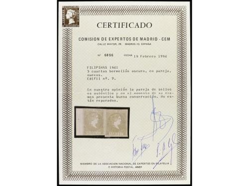 (*) FILIPINAS. Ed. 9 (2). 5 cuartos bermellón. Pareja, borde