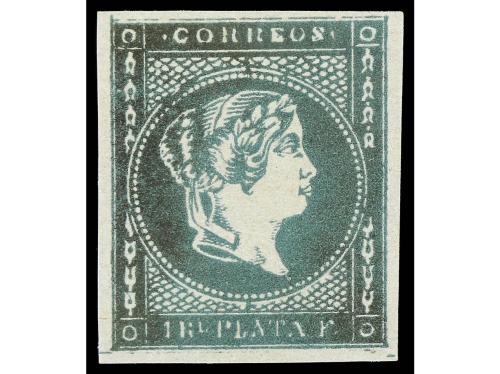 * FILIPINAS. Ed. 15. 1 real verde gris. LUJO. RARO. Cat. 500