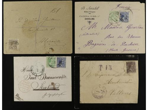 ✉ ESPAÑA. Conjunto de 11 cartas, una tarjeta y un recibo de 