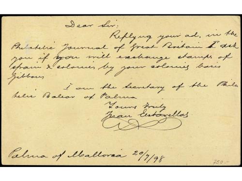 ✉ ESPAÑA. 1898. GUERRA CON U.S.A. Entero Postal de 10 cts. c