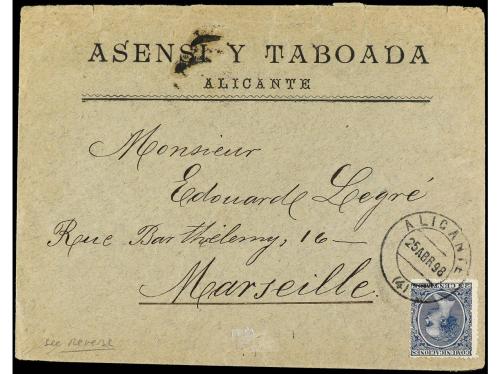 ✉ ESPAÑA. Ed. 221. 1898. GUERRA CON U.S.A. ALICANTE a FRANCI