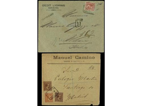 ✉ ESPAÑA. 1894-1900. Conjunto de 6 cartas CERTIFICADAS diver