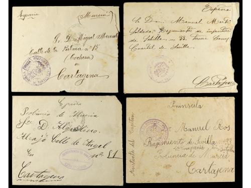 ✉ CUBA. 1896-98. FRANQUICIAS MILITARES. Conjunto de 15 carta