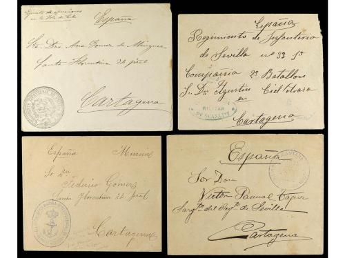 ✉ CUBA. 1896-98. FRANQUICIAS MILITARES. Conjunto de 15 carta