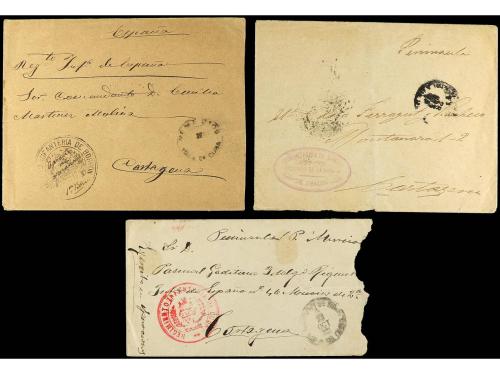 ✉ CUBA. 1896-98. FRANQUICIAS MILITARES. Conjunto de 15 carta