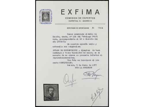 º ESPAÑA. Ed. 120. 10 céntimos violeta. Muy bien centrado. C