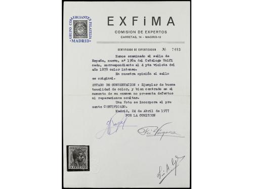 * ESPAÑA. Ed. 198. 4 pesetas violeta. Muy bien centrado. Cer