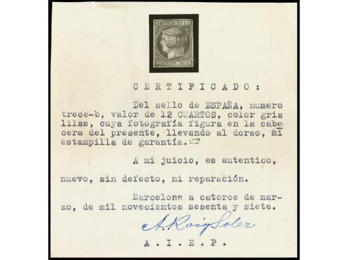 (*) ESPAÑA. Ed. 13. 12 cuartos gris. Muy bonito ejemplar. Ce