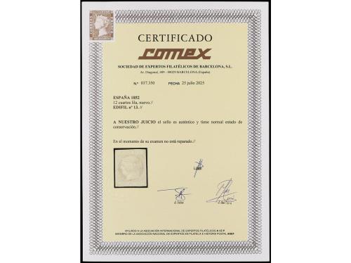 (*) ESPAÑA. Ed. 13. 12 cuartos gris. Muy bonito ejemplar. Ce