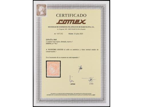 (*) ESPAÑA. Ed. 74. 2 cuartos rosa, excelente centraje para 