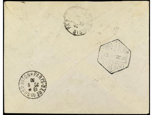 ✉ ESPAÑA. Ed. 512, 518, 519 (2). 1930. SEVILLA a PARÍS. 5 ct