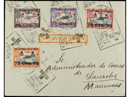 ✉ ESPAÑA. Ed. 388/91. 1927. MADRID a LARACHE. Serie completa