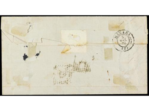 ✉ ESPAÑA. Ed. 142. 1874. LOJA a MÁLAGA. 10 cts. azul de Imp.