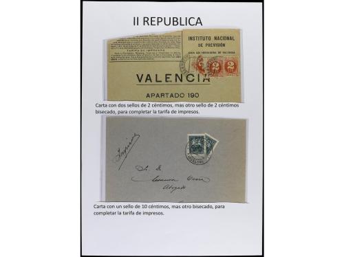✉ Δ ESPAÑA. SEGUNDA REPÚBLICA. Páginas de álbum con sellos b