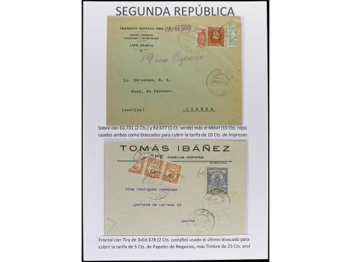 ✉ Δ ESPAÑA. SEGUNDA REPÚBLICA. Páginas de álbum con sellos b