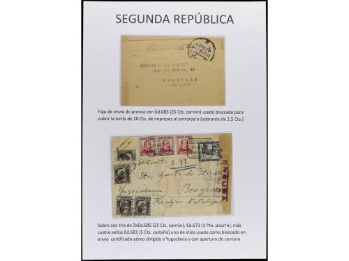 ✉ Δ ESPAÑA. SEGUNDA REPÚBLICA. Páginas de álbum con sellos b